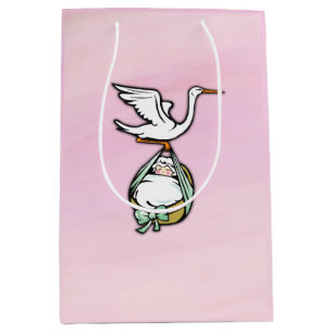 The Stork Carries a Baby Girl Medium Gift Bag