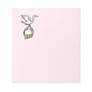 The Stork Carries a Baby Girl Notepad
