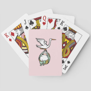 The Stork Carries a Baby Girl Playing Cards