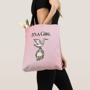 The Stork Carries a Baby Girl Tote Bag
