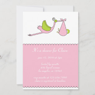The Stork Girl Baby Shower Invitation Card