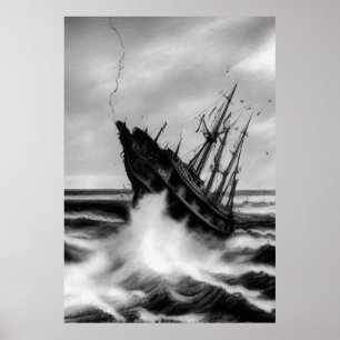 The storm on the sea AI Art Poster