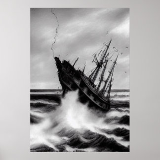 The storm on the sea | AI Art Poster