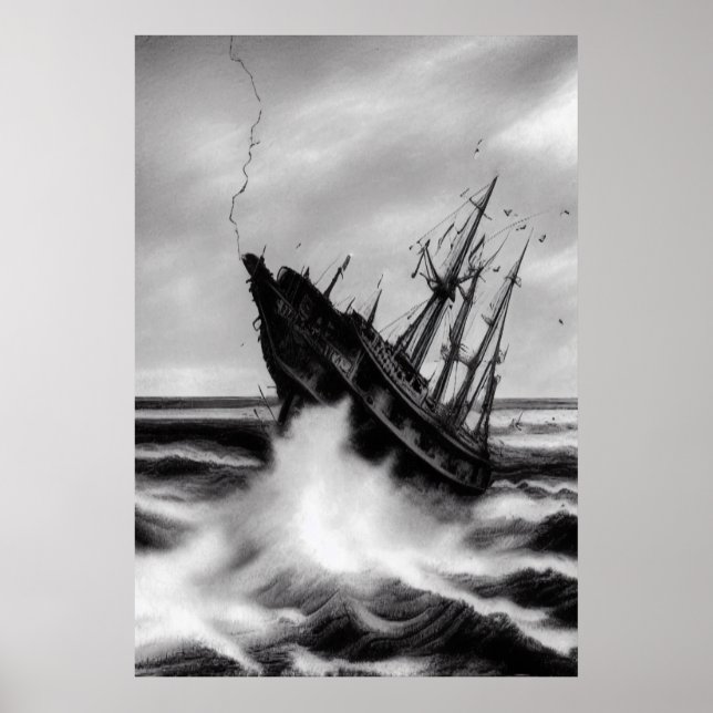 The storm on the sea | AI Art Poster (Front)