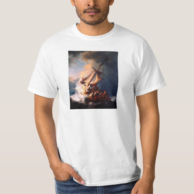 The Storm On The Sea Of Galilee Painting Rembrandt T-Shirt (Front)