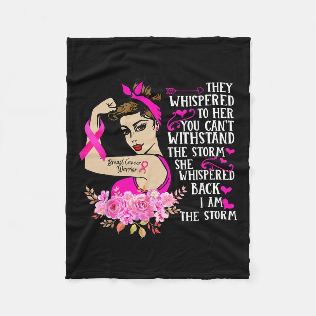 The Storm Strong Women Breast Cancer Warrior Pink  Fleece Blanket (Front)