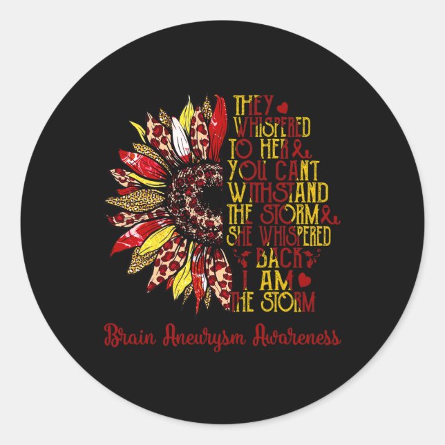 The Storm Sunflower Leopard Brain Aneurysm Warrior Classic Round Sticker (Front)