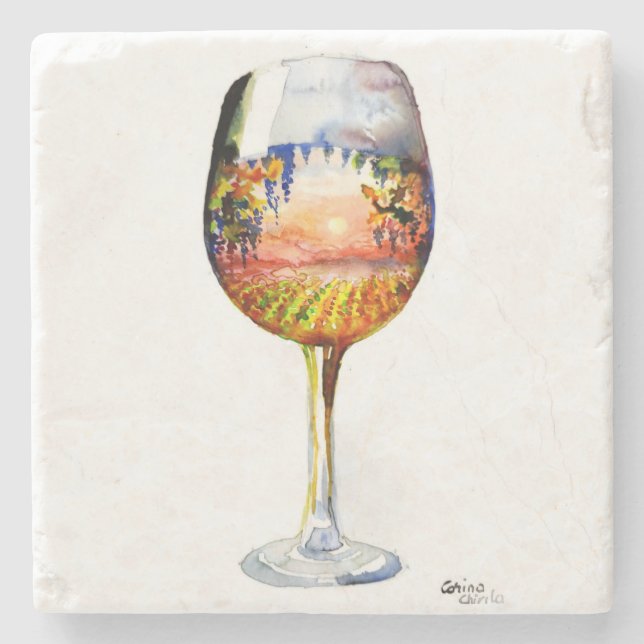 The story of wine stone coaster (Front)