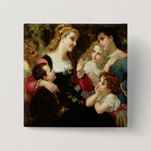 The Storyteller, 1874 (oil on canvas) 15 Cm Square Badge