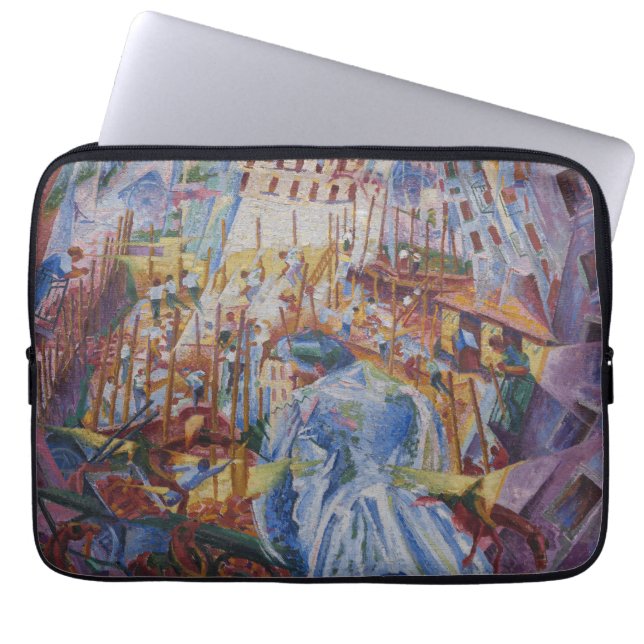 The Street Enters the House - Umberto Boccioni Laptop Sleeve (Front)