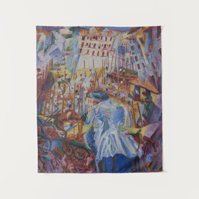 The Street Enters the House - Umberto Boccioni Tapestry (Front)