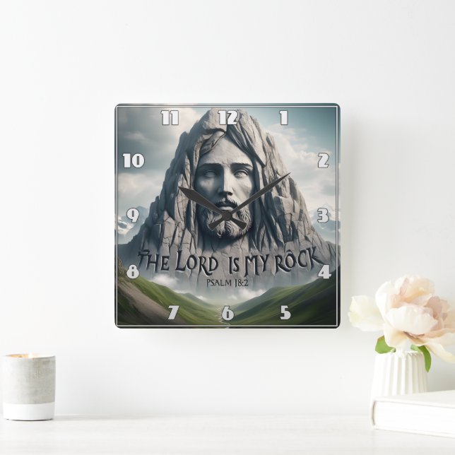 The Strength of My Salvation The Lord Is My Rock Square Wall Clock (Home)