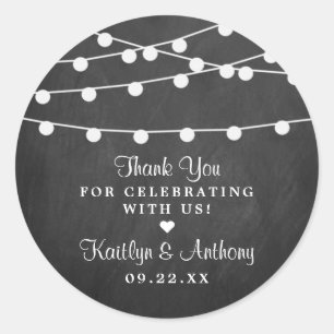 The String Lights On Chalkboard Wedding Collection Classic Round Sticker