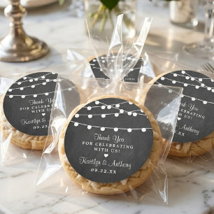 The String Lights On Chalkboard Wedding Collection Classic Round Sticker