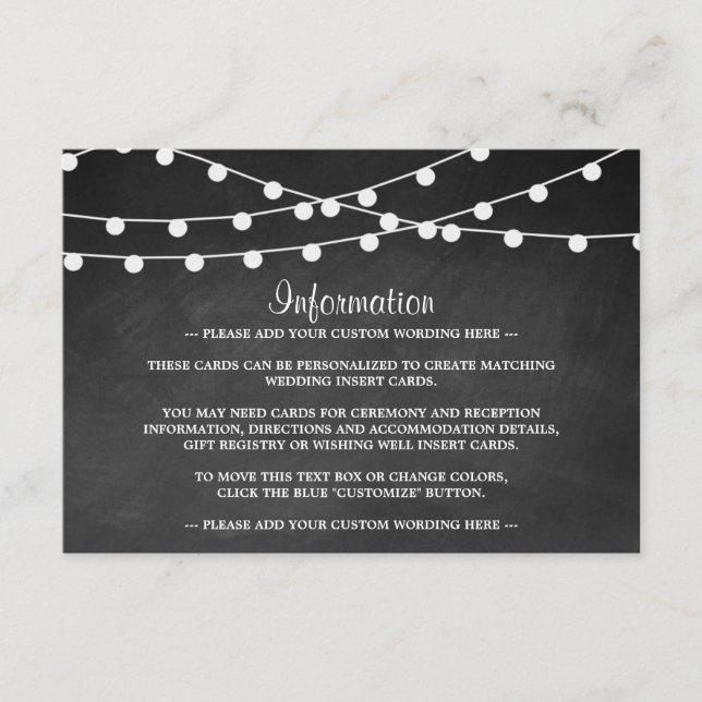 The String Lights On Chalkboard Wedding Collection Enclosure Card (Front)