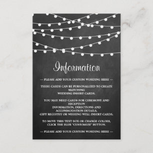 The String Lights On Chalkboard Wedding Collection Enclosure Card