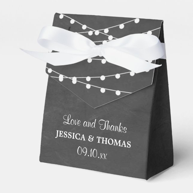 The String Lights On Chalkboard Wedding Collection Favour Box (Front Side)
