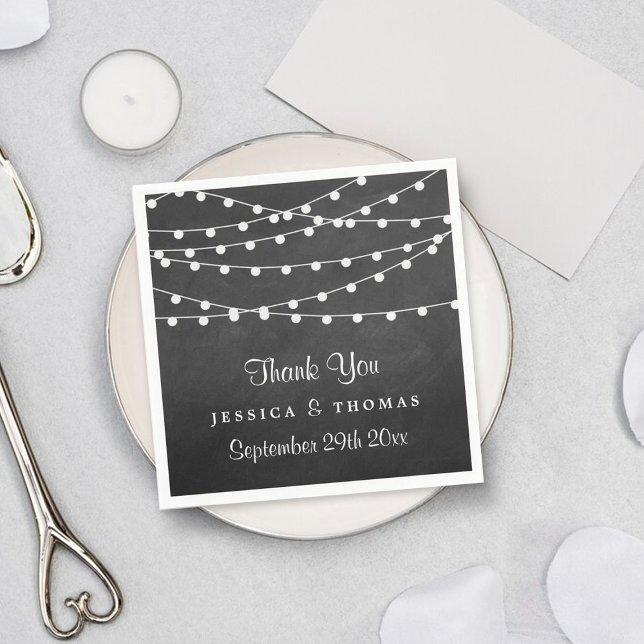 The String Lights On Chalkboard Wedding Collection Napkin (Creator Uploaded)