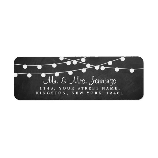 The String Lights On Chalkboard Wedding Collection Return Address Label