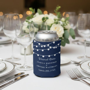 The String Lights On Navy Blue Wedding Collection Can Cooler