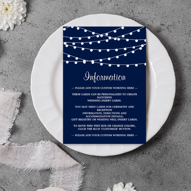 The String Lights On Navy Blue Wedding Collection Enclosure Card (Creator Uploaded)