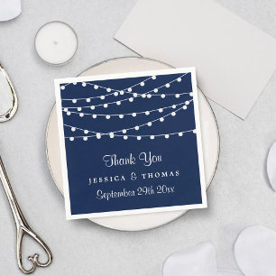 The String Lights On Navy Blue Wedding Collection Napkin