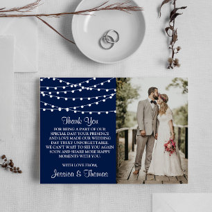 The String Lights On Navy Blue Wedding Collection Thank You Card