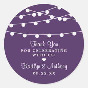 The String Lights On Purple Wedding Collection Classic Round Sticker
