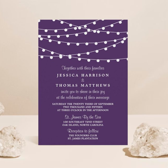 The String Lights On Purple Wedding Collection Invitation (Creator Uploaded)