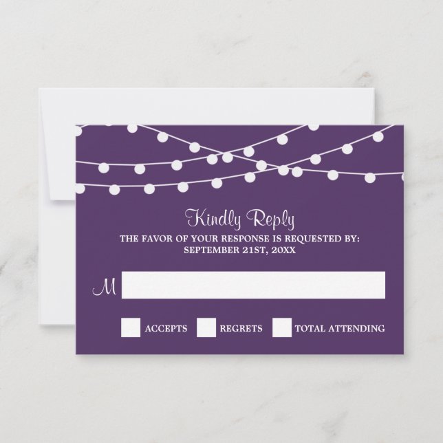 The String Lights On Purple Wedding Collection RSVP Card (Front)
