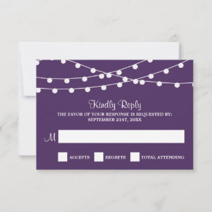 The String Lights On Purple Wedding Collection RSVP Card