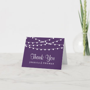 The String Lights On Purple Wedding Collection Thank You Card