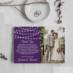 The String Lights On Purple Wedding Collection Thank You Card