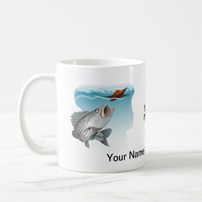The Striper Bass Fishing Drinks Tea or Coffee Mug (Left)