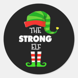 The Strong Elf Group Matching Family Christmas Pjs Classic Round Sticker