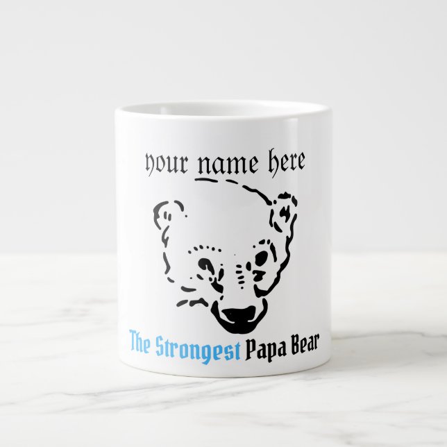 the strongest papa bear, Simple Dad gift Large Coffee Mug (Front)