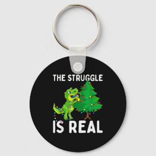 The Struggle Is Real Dinosaur & X-mas Tree Chr Key Ring