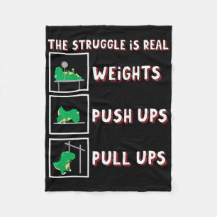 The Struggle Is Real Dinosaur T-rex Fit Weightlift Fleece Blanket