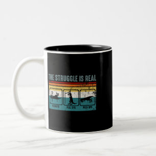 The Struggle Is Real Funny Dinosaur Fitness Two-Tone Coffee Mug