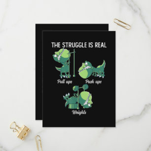 The Struggle is Real Funny Dinosaur T-Rex Gym Invitation Postcard