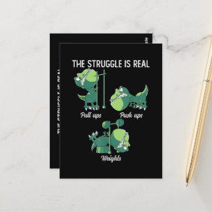 The Struggle is Real Funny Dinosaur T-Rex Gym Postcard