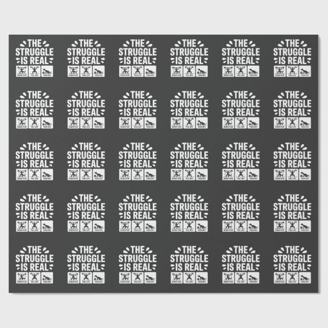 The struggle is Real Funny T-Rex Gym Workout Wrapping Paper (Flat)