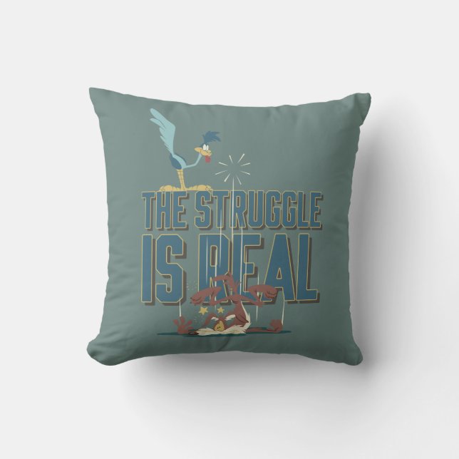 The Struggle Is Real ROAD RUNNER™ & Wile E. Coyote Cushion (Front)