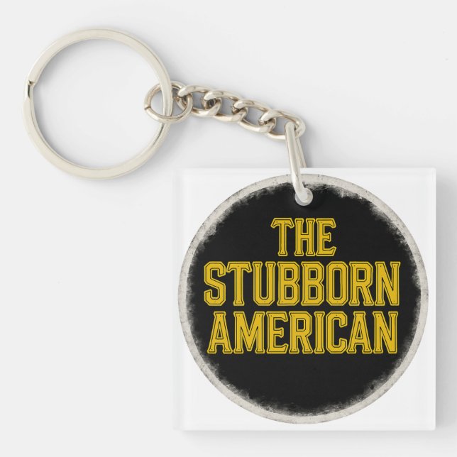 The Stubborn American Bold Emblem Hat Key Ring (Front)