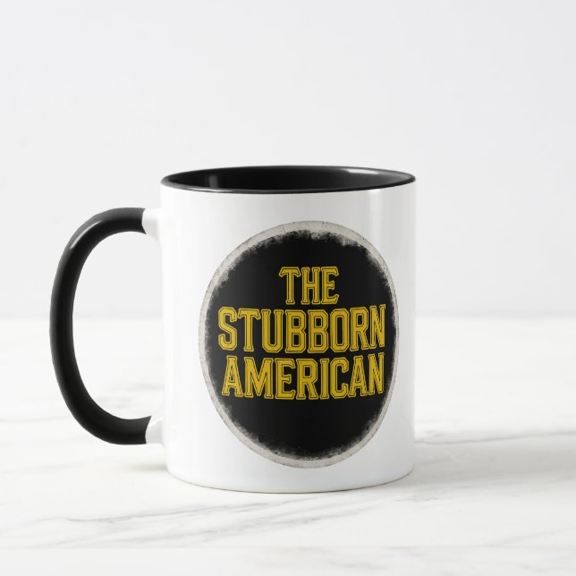 The Stubborn American Bold Emblem mug (Left)