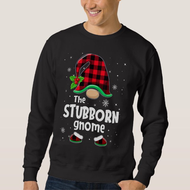 The Stubborn Gnome Buffalo Plaid Christmas Matchin Sweatshirt (Front)