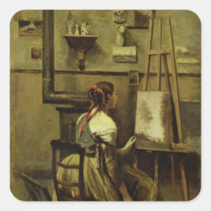 The Studio of Corot Square Sticker