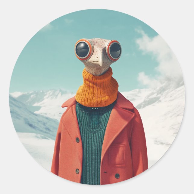 The Stylish Avian Adventurer Classic Round Sticker (Front)
