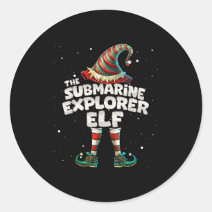 The Submarine Explorer Elf Family Matching Group C Classic Round Sticker