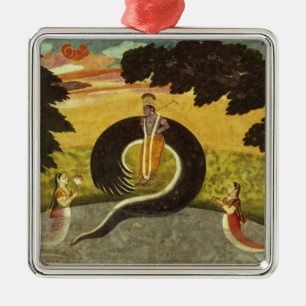 The submission of Kaliya, Basohli, Pahari Metal Ornament